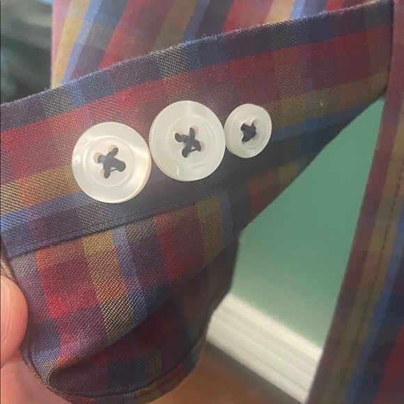 Duluth Trading Co Mens Slim Fit M Red, Blue & Mustard Plaid Shirt Fall - Picture 6 of 8